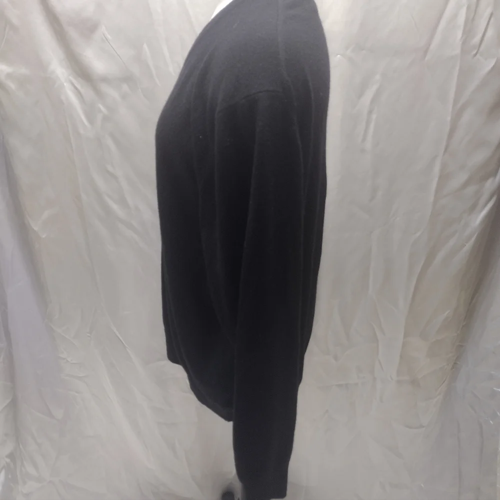 ALAN PAINE Mens V-Neck Pullover Sweater, Size UK 46 EUR 54, Pure Cashmere Black